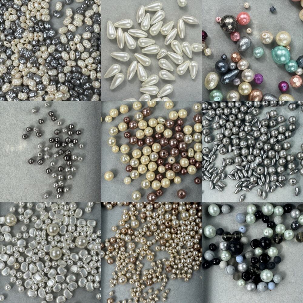 Assorted Faux Pearl Beads of Various Shapes Sizes and Colors